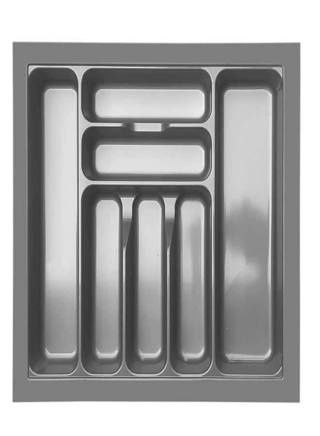 KEEPWELL Cutlery tray for kitchen drawer Flatware organizer Cutlery organizer tray for modular kitchen basket (Grey, 21X19 Inch) - Image 1